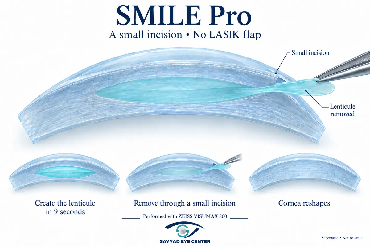 Schematic showing an internal lenticule removed through a small opening.