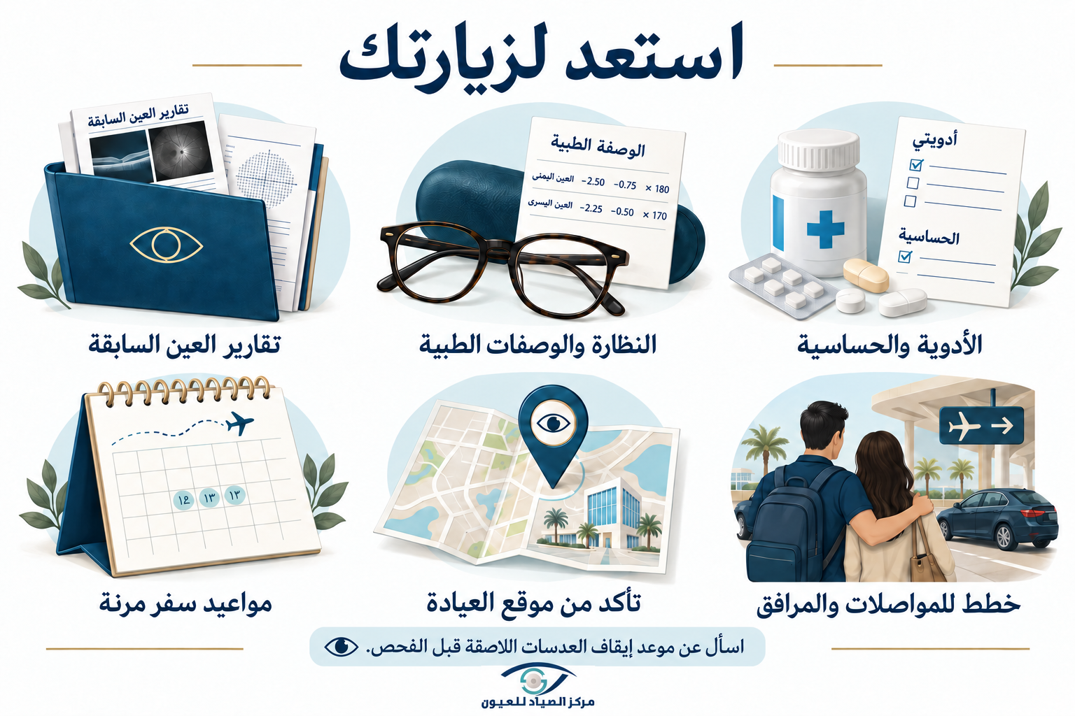 الاستعداد لزيارة علاج العيون