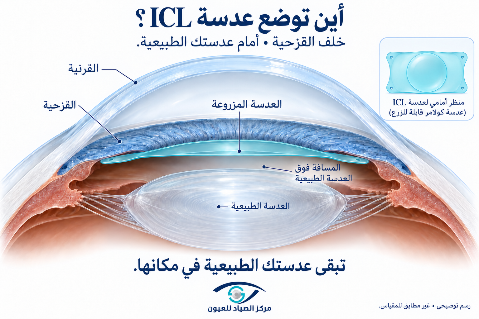 موضع عدسة ICL داخل العين