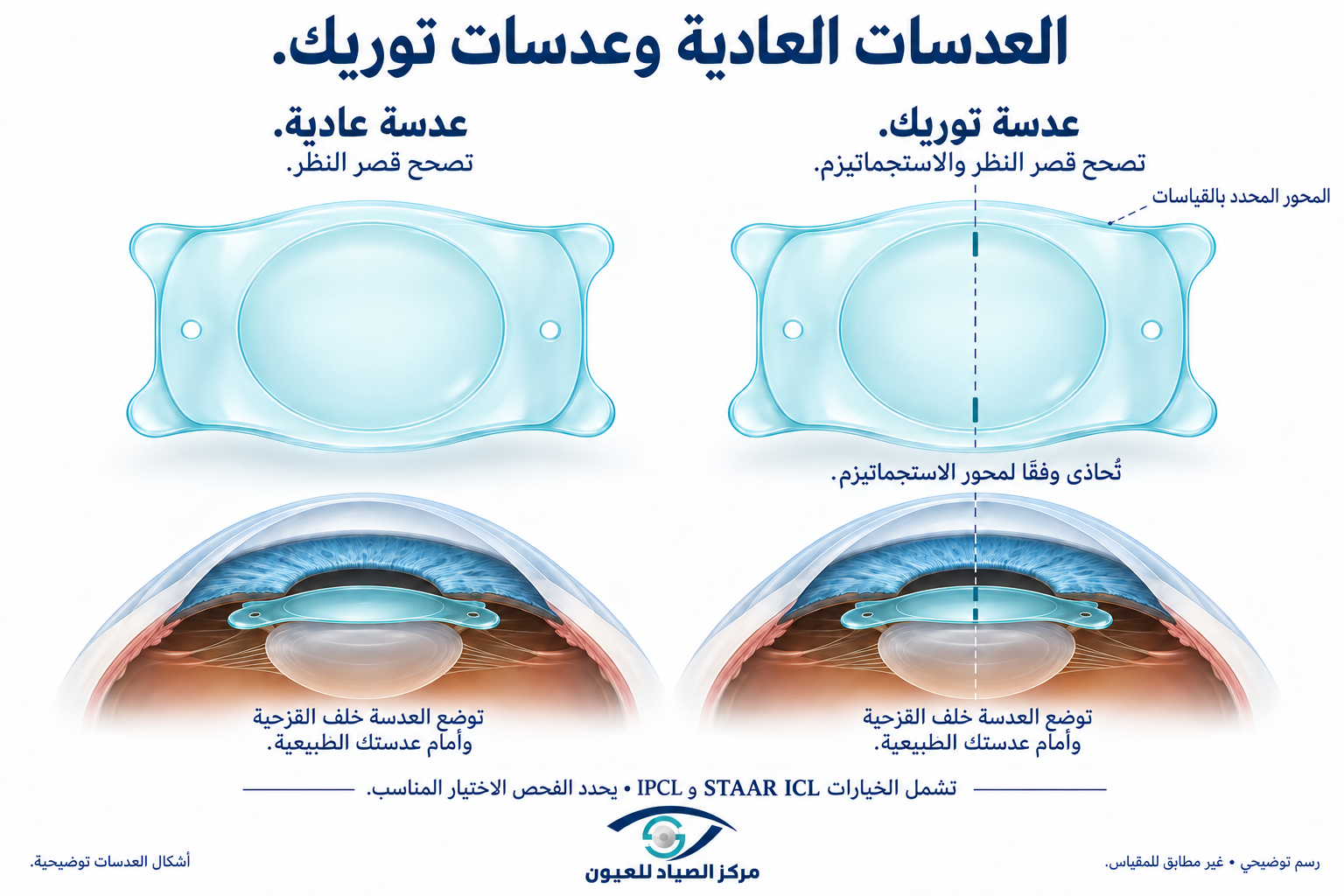 مقارنة عدسات ICL العادية والتوريك