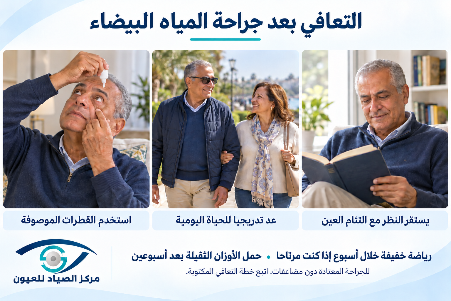 مراحل التعافي بعد جراحة المياه البيضاء