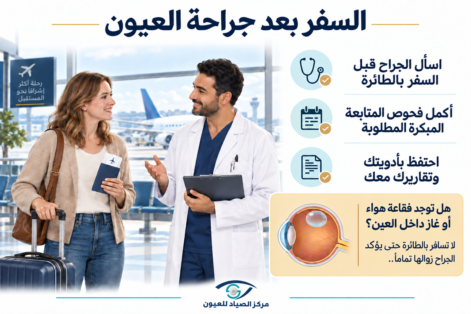 السفر بالطائرة بعد جراحة العيون